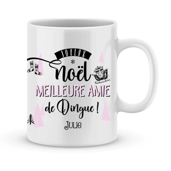 Cadeau meilleure amie. Mug personnalisé joyeux noël amie