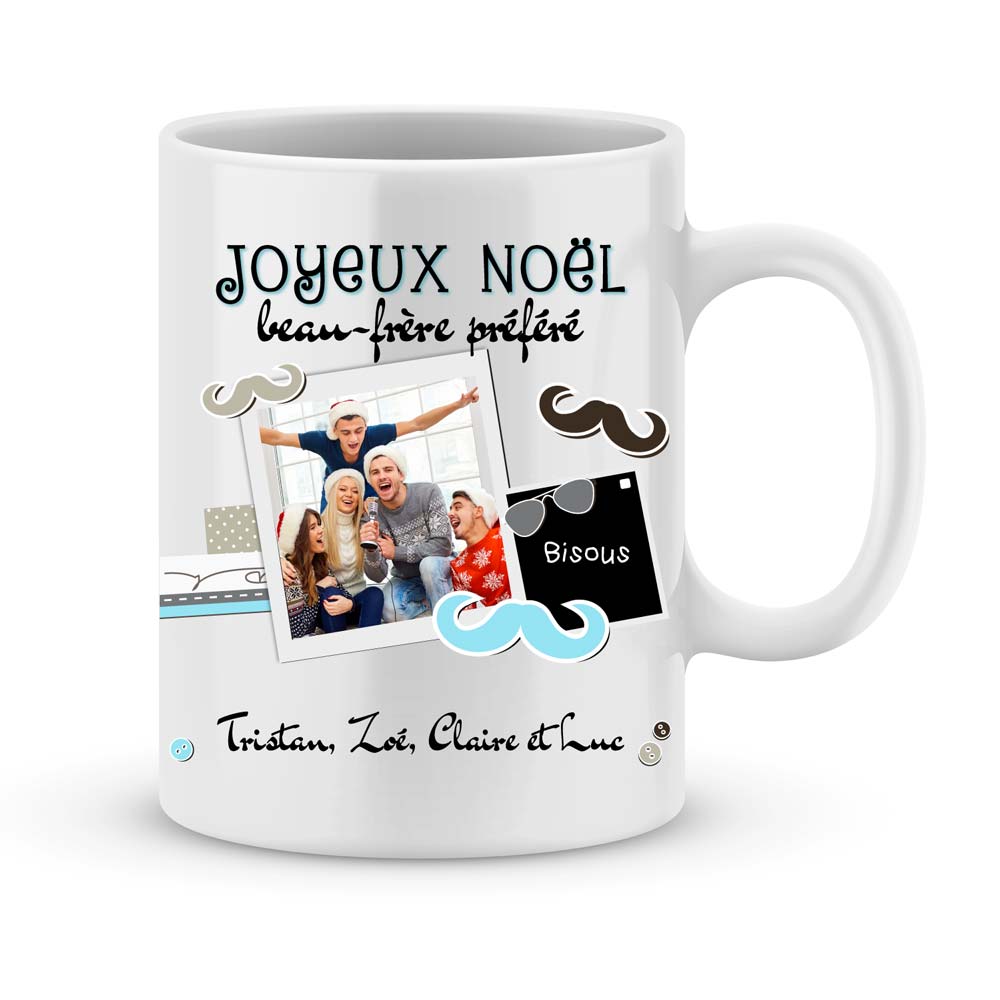 Cadeau beau-frère. Mug joyeux noël beau-frère préféré - Joli Mug