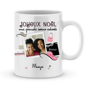 Cadeau soeur. Mug joyeux noël grande soeur adorée