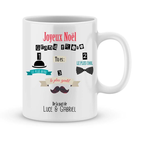 Cadeau frère. Mug personnalisé joyeux noël grand frère