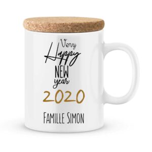 Cadeau personnalisé. Mug happy new year avec photo