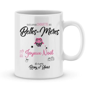 Cadeau belle-mère. Mug personnalisé joyeux noël