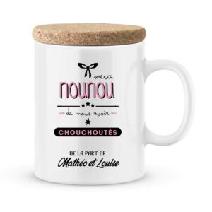 Cadeau nounou. Mug personnalisé avec prénom merci nounou