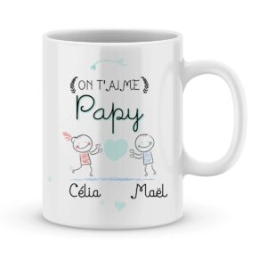 Cadeau papy - Mug personnalisé On t'aime papy