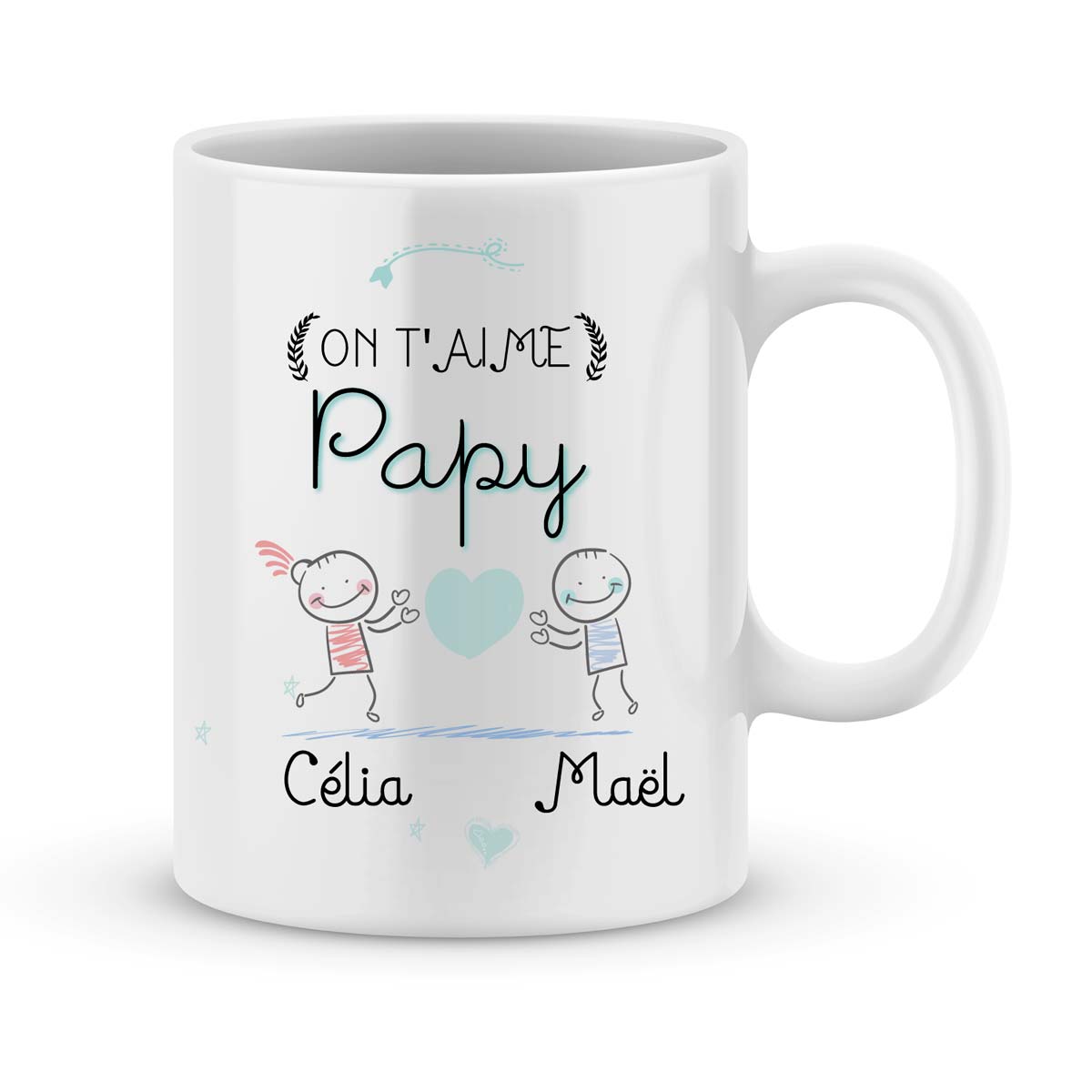 Cadeau papy - Mug personnalisé On t'aime papy - Joli Mug