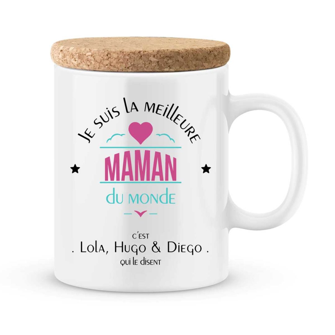 Mug Humoristique Cadeau Maman : "Le Meilleur Du Monde, C'est Ma Maman" - Tasse Céramique Blanche, Moderne