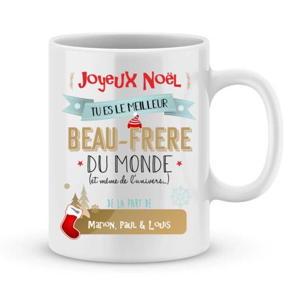 Cadeau de Noël beau-frère Mug à personnaliser Super beauf-prénom