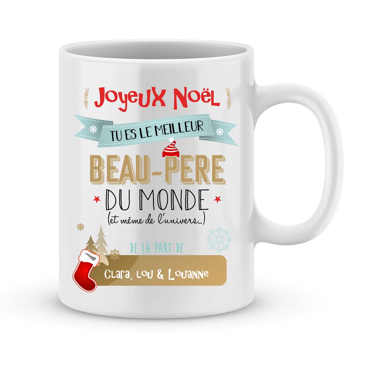 Cadeau noël beau-père. Mug personnalisé meilleur beau-père du monde