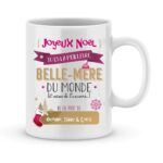 Cadeau noël belle-mère. Mug personnalisé meilleure belle-mère du monde