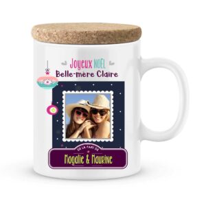 Cadeau noël belle-mère. Mug personnalisé joyeux noël belle-maman