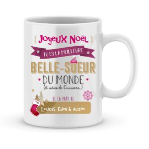 Cadeau belle-soeur. Mug personnalisé meilleure belle-soeur du monde