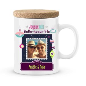 Cadeau noël pour belle-soeur. Mug personnalisé joyeux noël belle-soeur