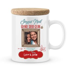 Cadeau noël pour sœur. Mug personnalisé joyeux noël grande sœur