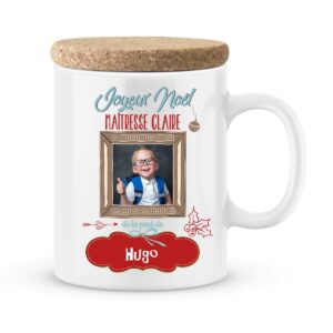 Cadeau noël pour maîtresse. Mug personnalisé joyeux noël maîtresse