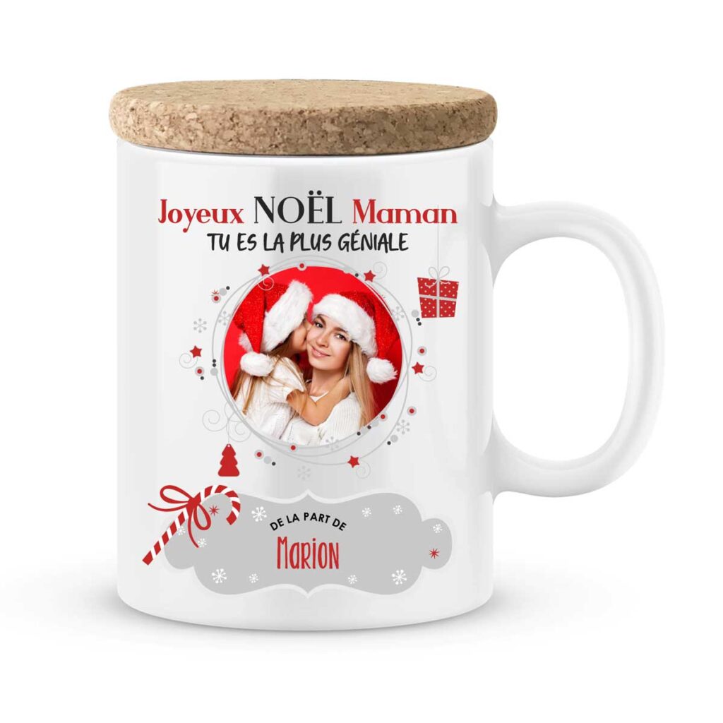 Cadeau noël pour maman. Mug joyeux noël personnalisé maman