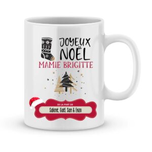 Cadeau noël mamie. Mug personnalisé joyeux noël mamie