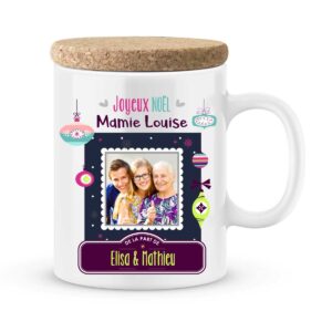 Cadeau noël pour mamie. Mug joyeux noël mamie personnalisé