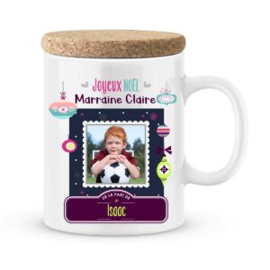 Cadeau noël pour marraine. Mug joyeux noël marraine personnalisé