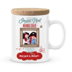 Cadeau noël pour nounou. Mug personnalisé joyeux noël nounou