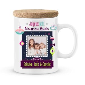 Cadeau noël pour nounou. Mug joyeux noël nounou personnalisé