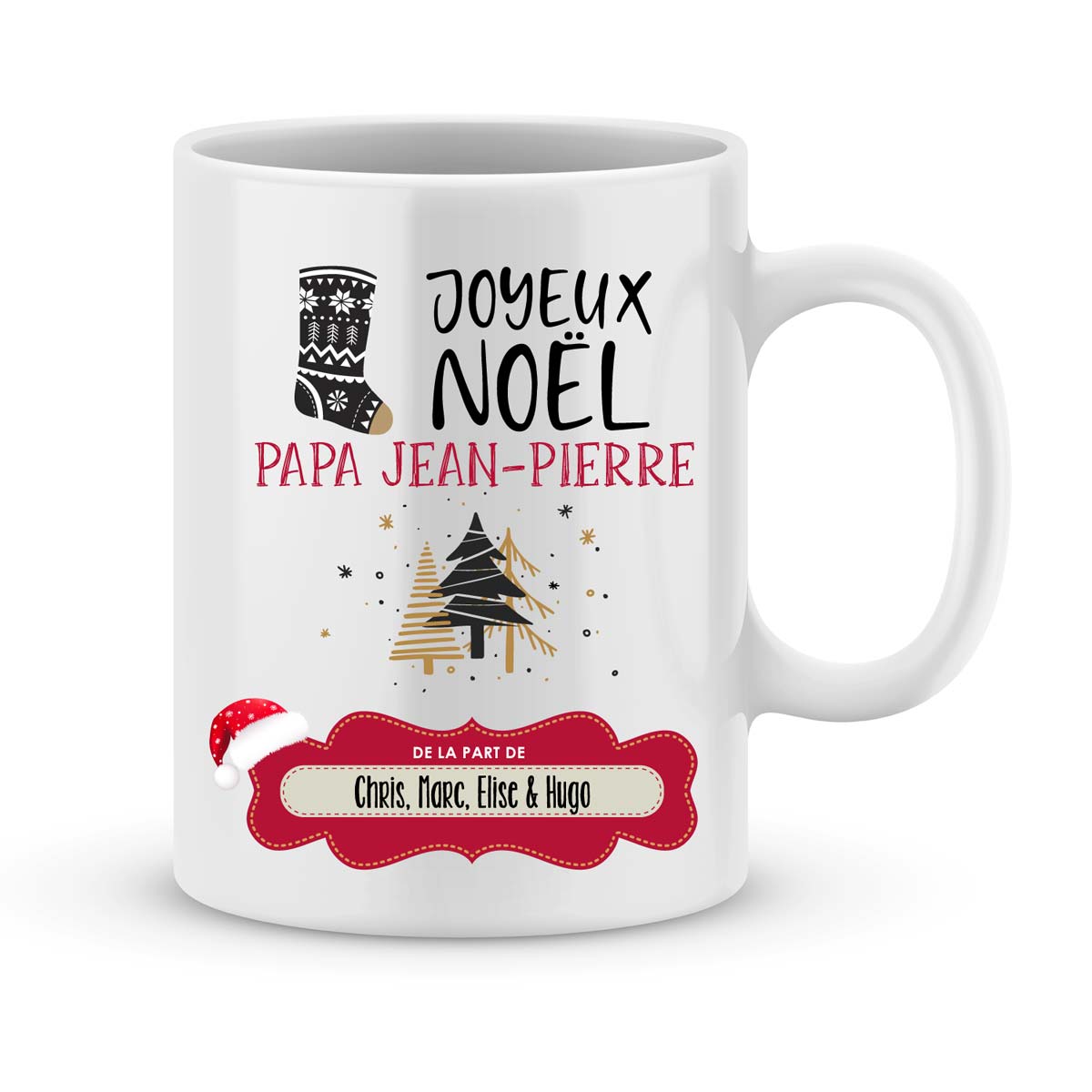 Tasse Noël Anthony Beige  Mug prénom Idée Cadeau Secret Santa