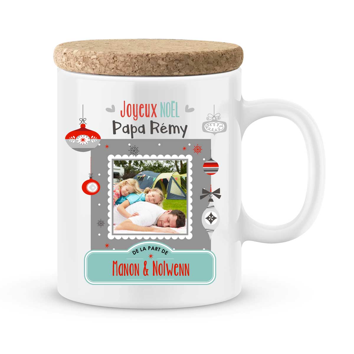 Cadeau noël papa  Mug personnalisé joyeux noël avec prénoms - JoliMug