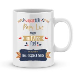 Cadeau noël papy. Mug joyeux noël on t'aime fort papy