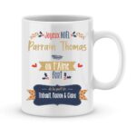 Cadeau noël parrain. Mug personnalisé prénom joyeux noël parrain