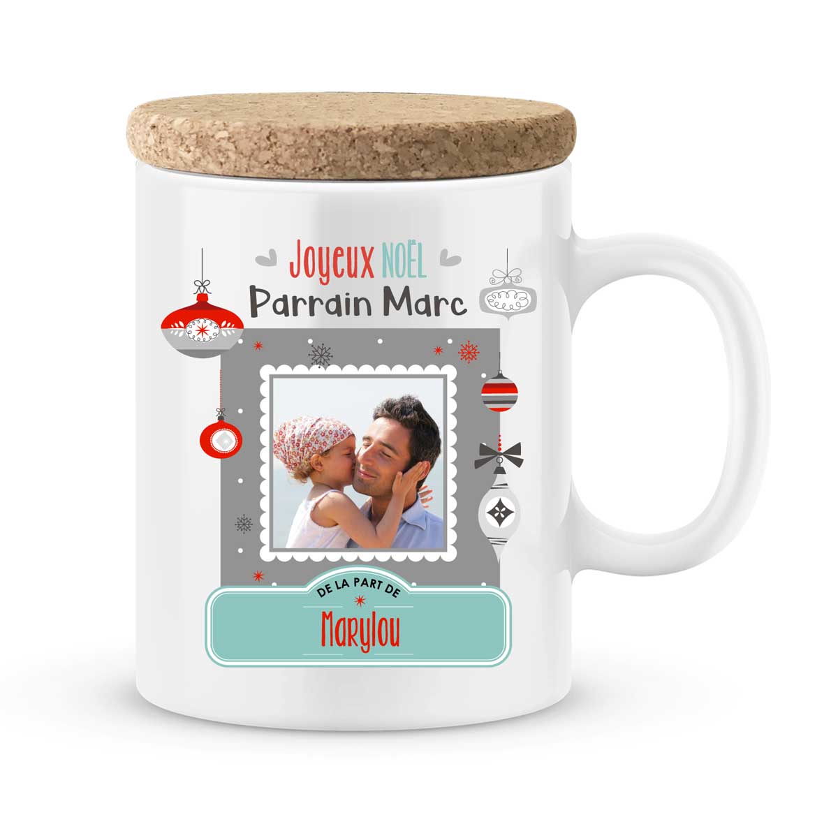 Cadeau parrain pour noël  Idée cadeau mug prénom et photo