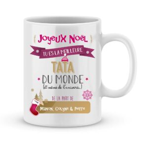 Cadeau noël tata. Mug personnalisé tu es la meilleure tata