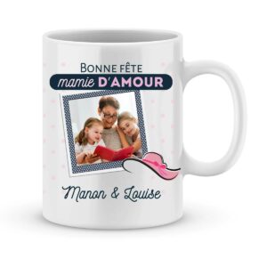 Cadeau bonne fête mamie d'amour - Mug personnalisé photo