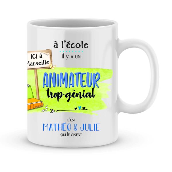 Cadeau animateur. Mug personnalisé un animateur trop génial