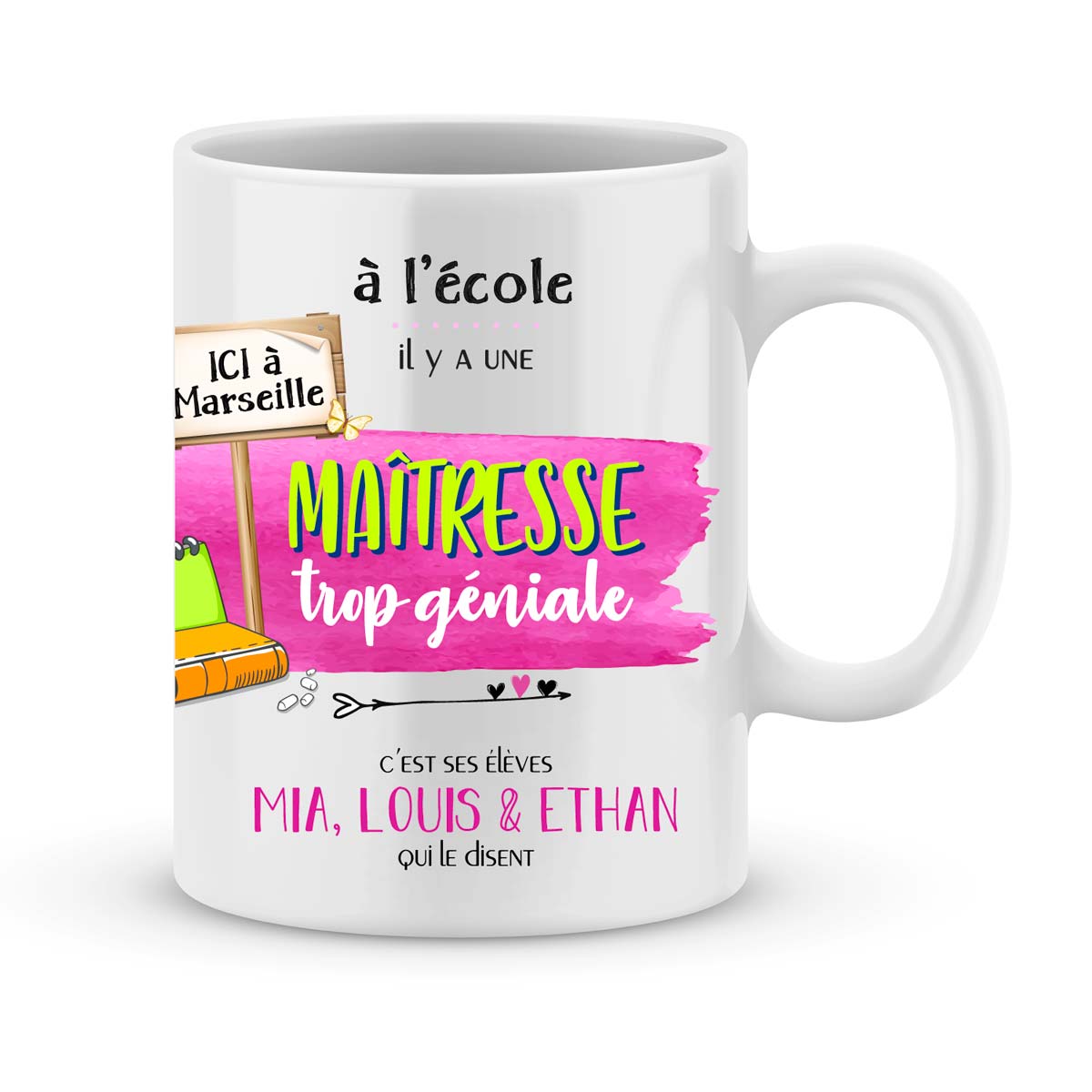 Mug personnalisé avec un prénom foot Marseille - Joli Mug