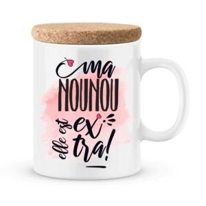 Cadeau nounou. Mug personnalisé prénoms nounou elle est extra