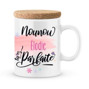 Cadeau nounou. Mug personnalisé prénoms nounou tu es parfaite