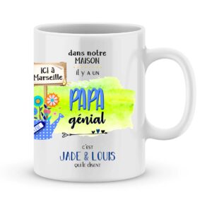 Cadeau papa | Mug personnalisé prénoms pour un papa génial