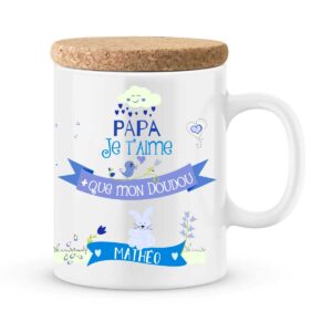 Cadeau papa | Mug personnalisé papa je t'aime plus que mon doudou