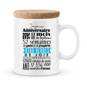 Cadeau anniversaire | Mug personnalisé joyeux anniversaire 12 mois garçon