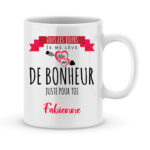 Cadeau saint valentin - Mug personnalisé Je me lève de bonheur