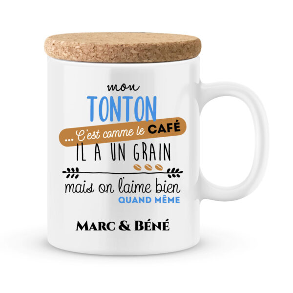 Cadeau humour. Mug personnalisé il a un grain avec prénom