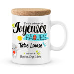 Cadeau pâques. Mug personnalisé joyeuses pâques prénoms au choix