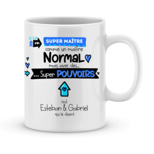 Cadeau maître. Mug personnalisé maître super pouvoirs