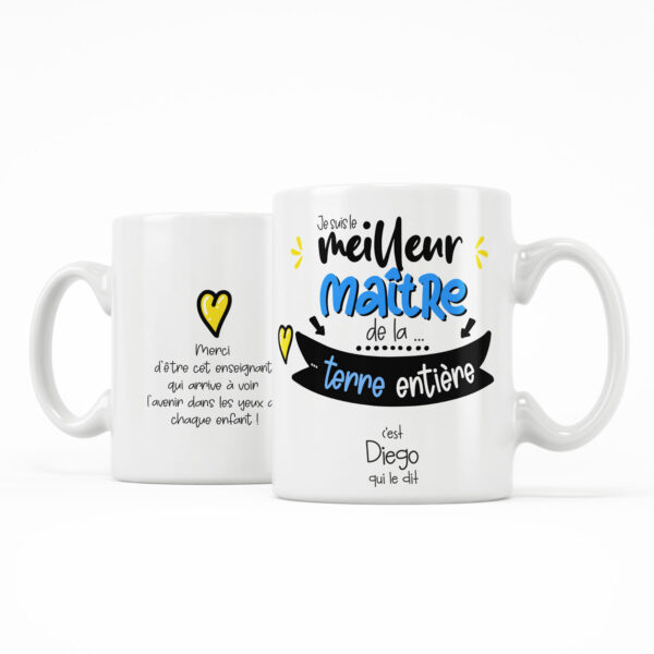 Cadeau pour maître. Mug personnalisé meilleur maître de la terre