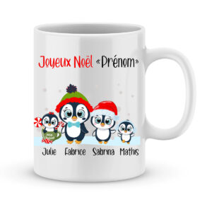 Cadeau beau-père noël. Mug avec prénoms et illustrations au choix