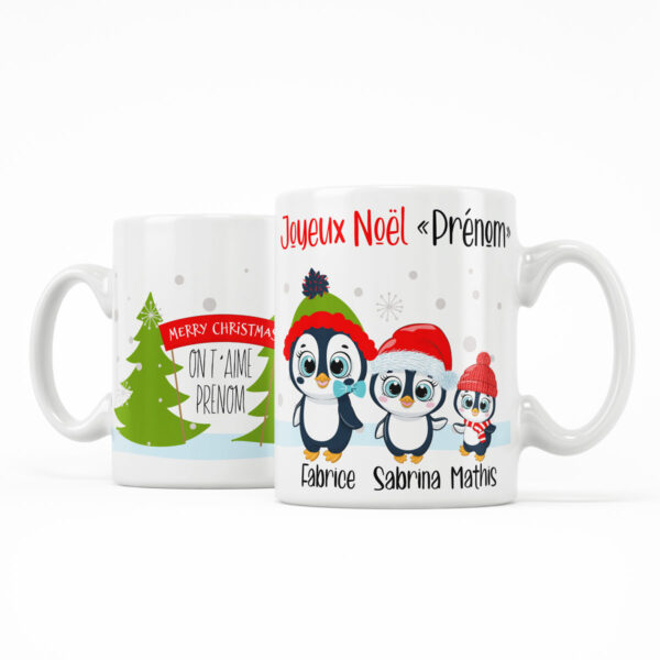 Cadeau maman noël. Mug prénoms et illustrations bottes de noël