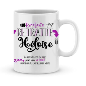 Cadeau pour retraite. Mug personnalisé ; ralentir pour vivre à fond (Modèle femme)