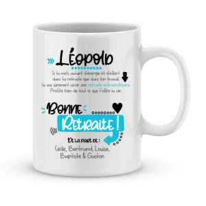 Cadeau retraite personnalisé - Mug bonne retraite modèle homme