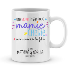 Cadeau pour mamie - Mug personnalisé pour mamie chérie avec prénoms