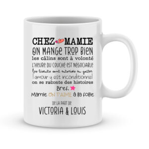 Mug mamie. Tasse Personnalisable. Cadeau Pour Grand-mère à Personnaliser.  Texte Et Graphisme by Piou Créations. Made in France 