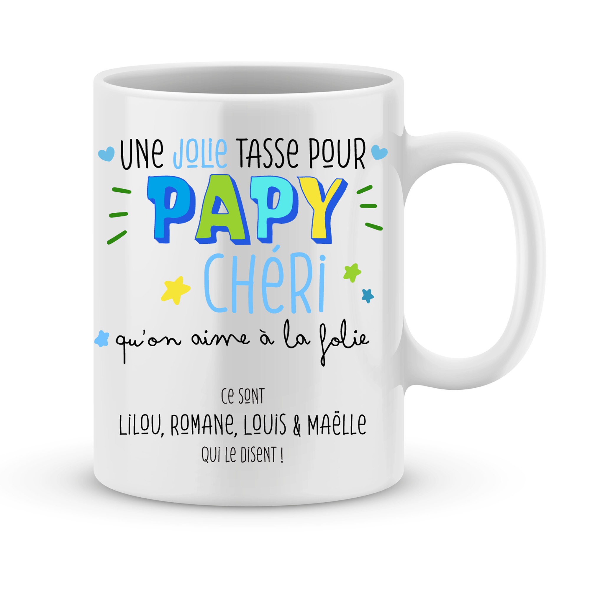 Mug papy. Tasse Personnalisable. Cadeau Pour Grand-père à Personnaliser.  Texte Et Graphisme by Piou Créations. Made in France 